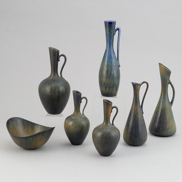 Gunnar Nylund, a set of six stoneware vases and a bowl for Rörstrand.