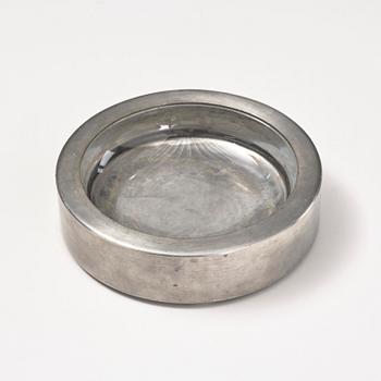 Firma Svenskt Tenn, a pewter and glass ashtray/bowl, Stockholm, 1950.