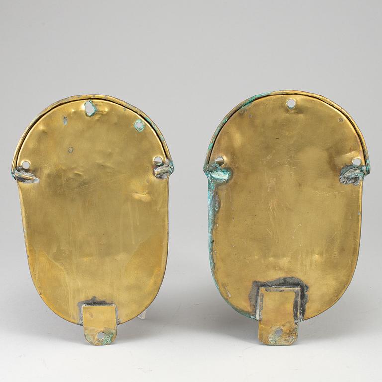 Two 19th century brass holy Water bowls.