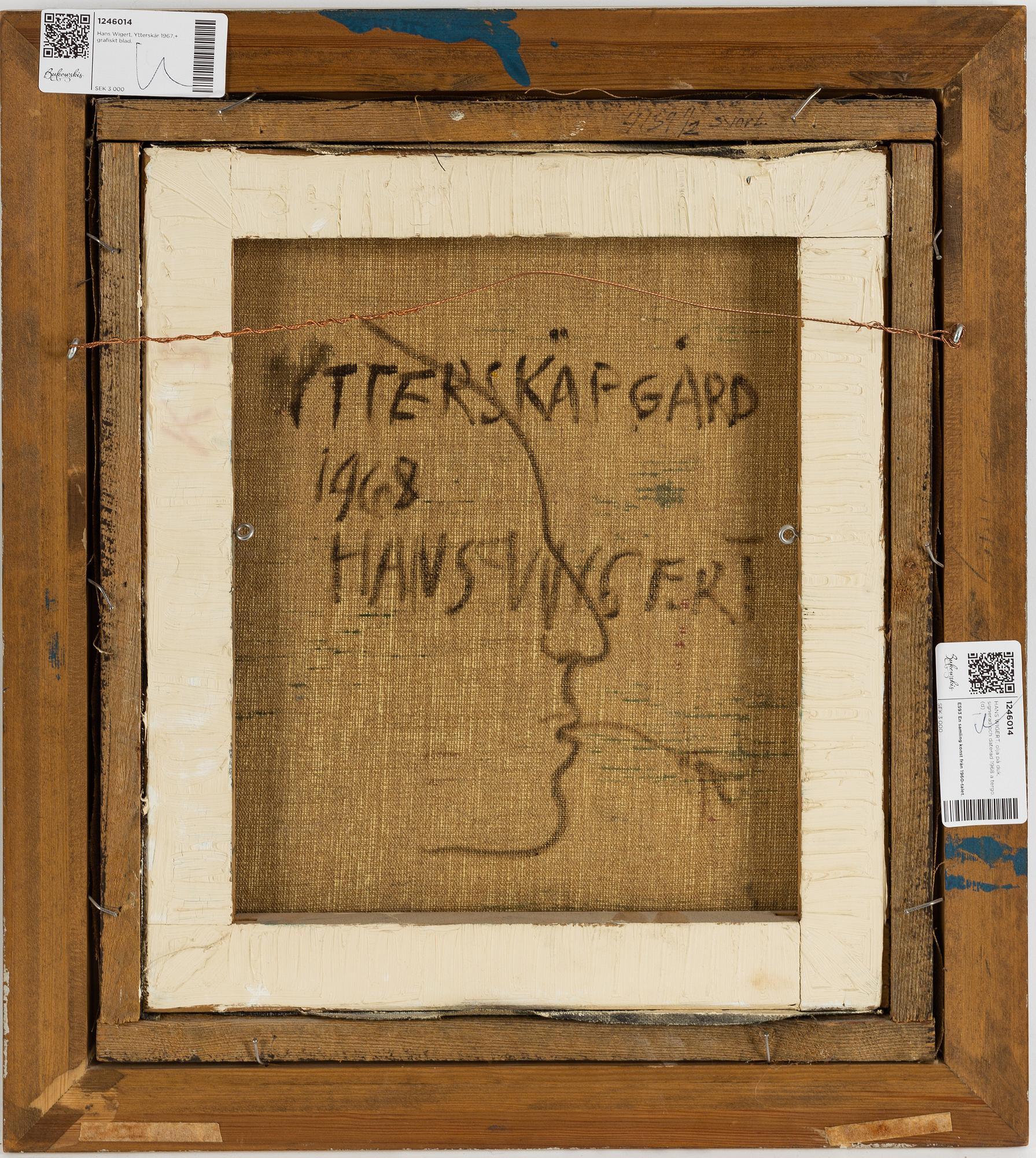 HANS WIGERT, oil on canvas, signed and dated 1968 verso.