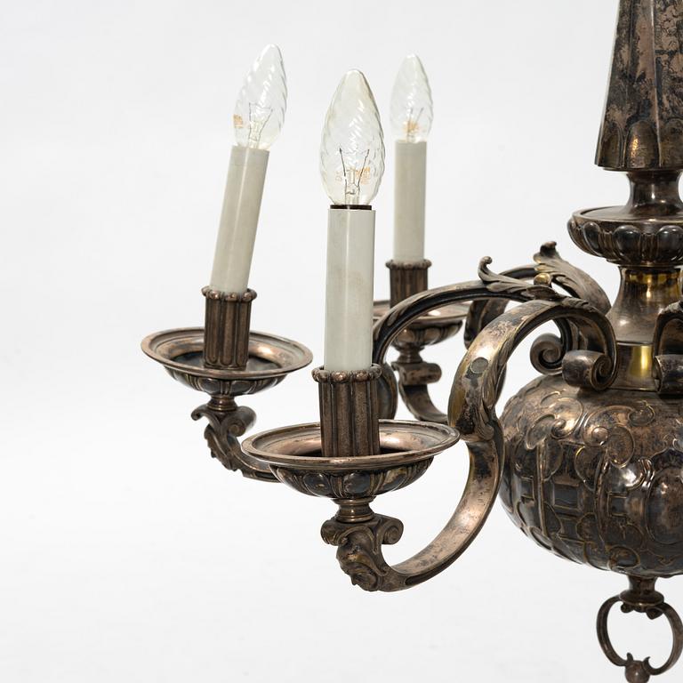 A silver plated chandelier, 1920's.