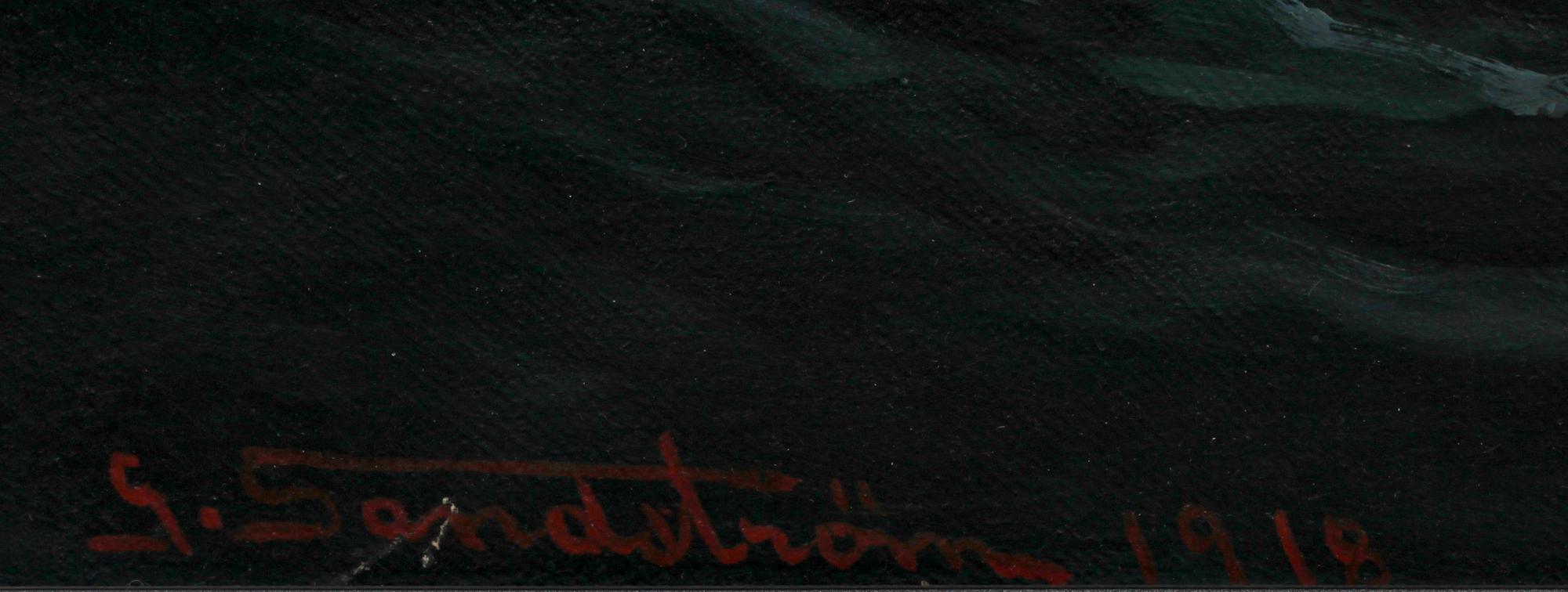 OKÄND KONSTNÄR, olja på duk, sign Sandström o dat- 1918.