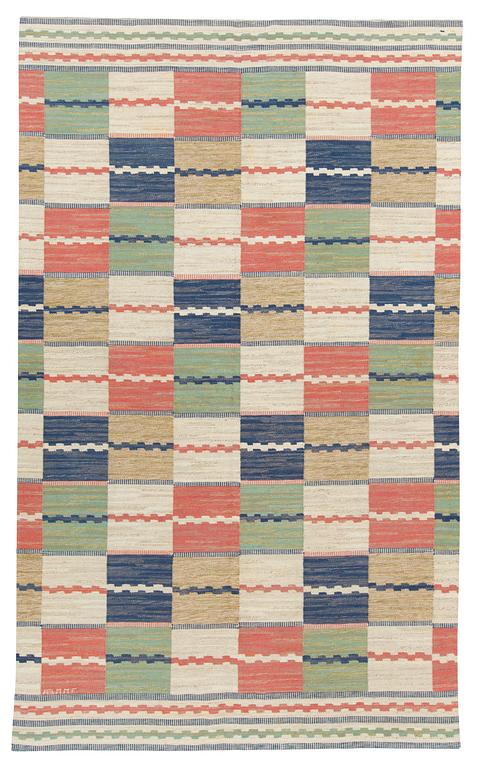 Märta Måås-Fjetterström, A CARPET. "Vita Rutmattan". Flat weave. 362,5 x 221  cm. Signed AB MMF.