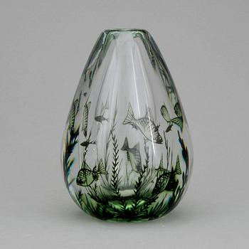 VAS, glas, "Fiskgraal", Edward Hald, Orrefors.