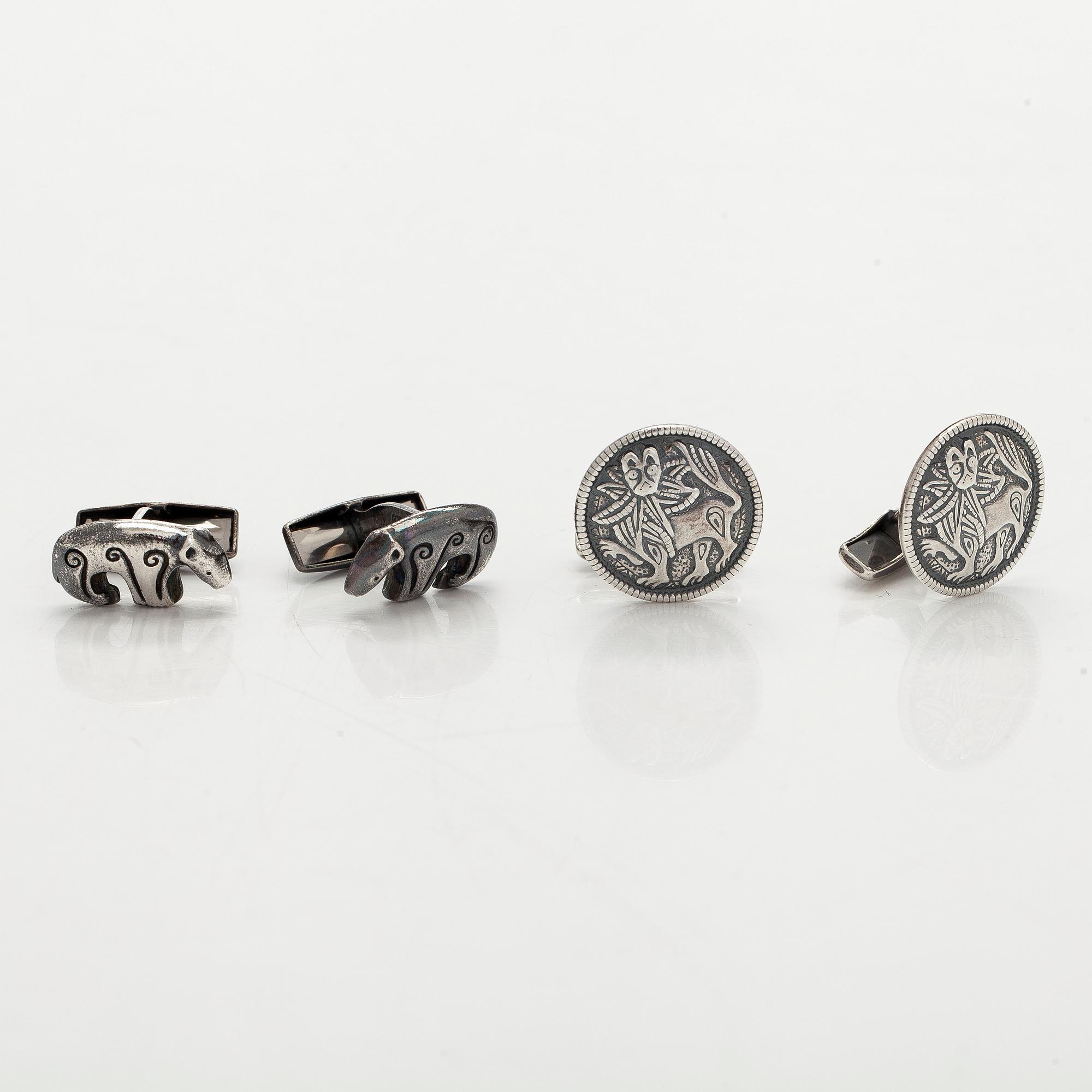 Kalevala Koru, cufflinks, 2 pairs, silver.