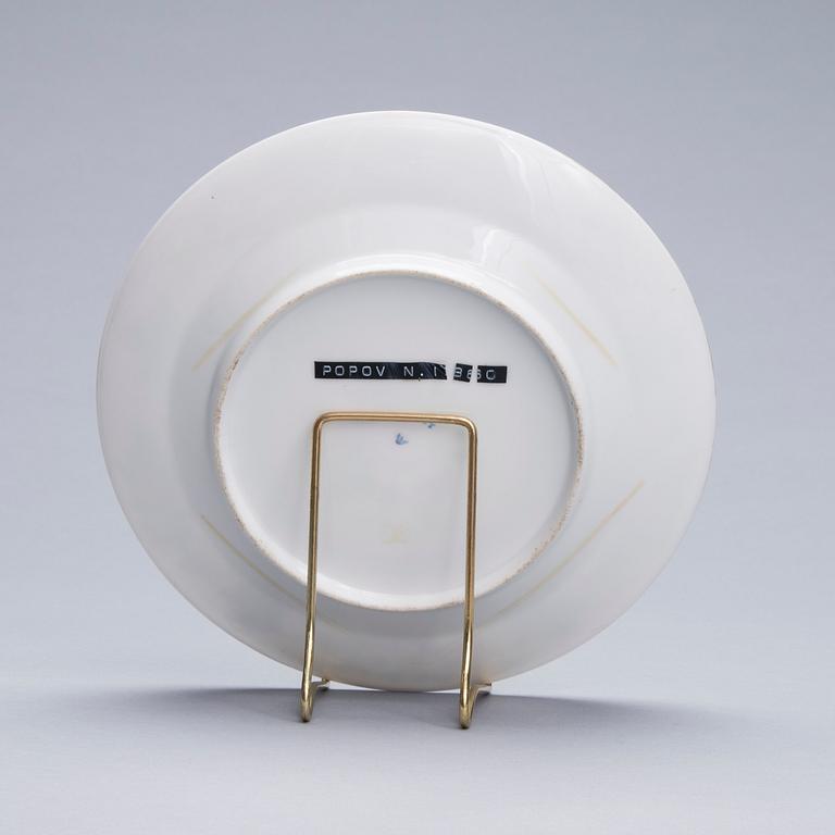 A RUSSIAN PLATE, porcelain, The Popov Factory ca 1850-1870.