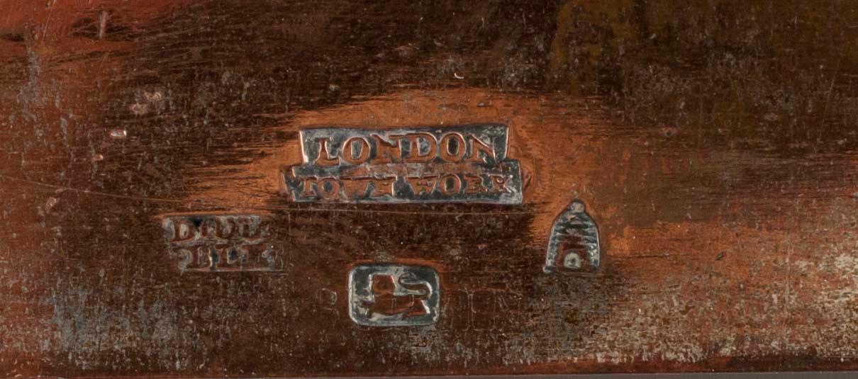 CHAMPAGNEKYLARE, försilvrad koppar, 1800-tal. Stämplad London town work.