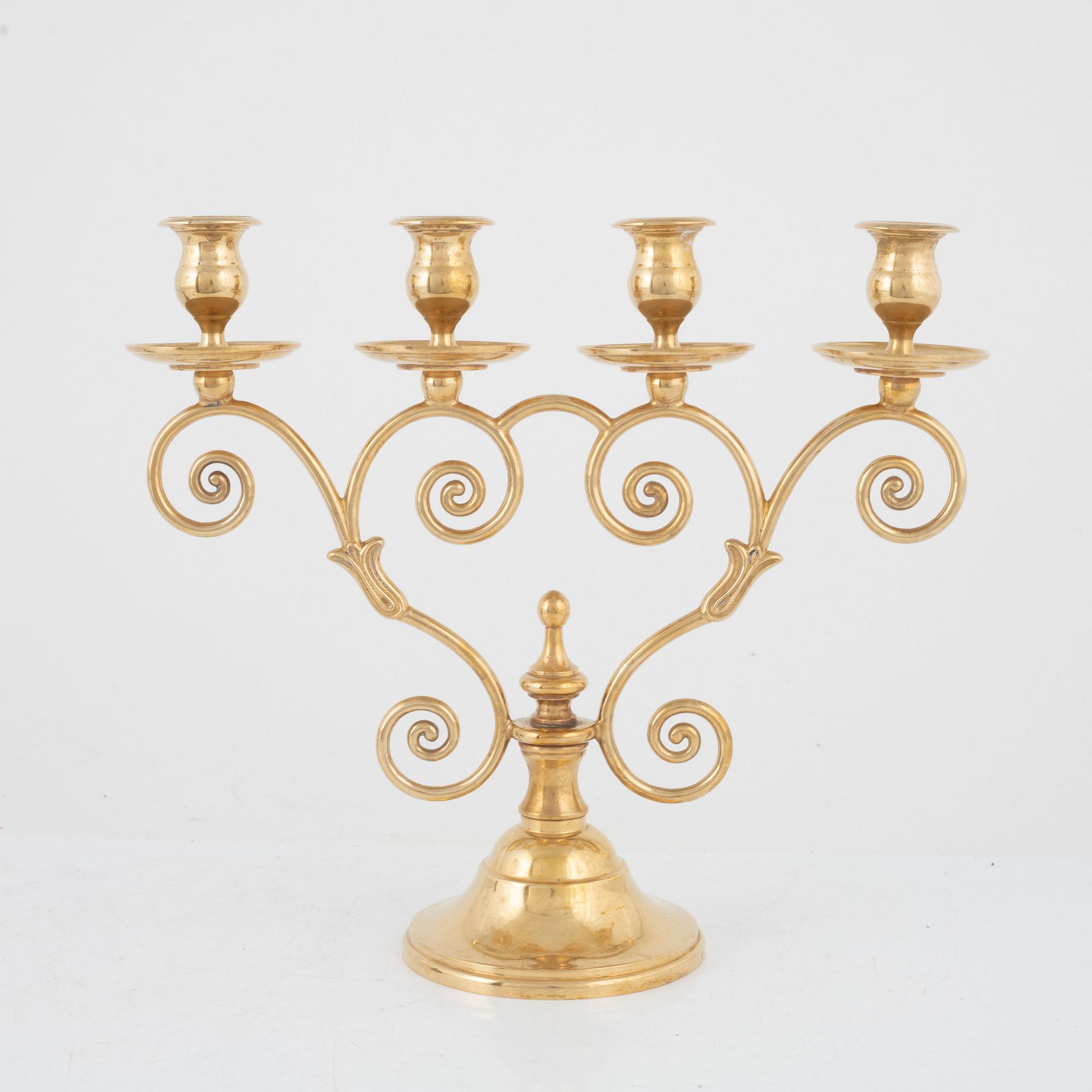 A brass candelabra, Skultuna Messingsbruk, Sweden, 1989.