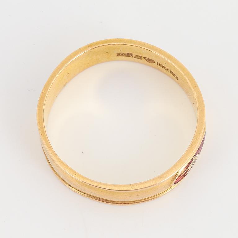 Ring, Odd Fellow, 18K guld och emalj.