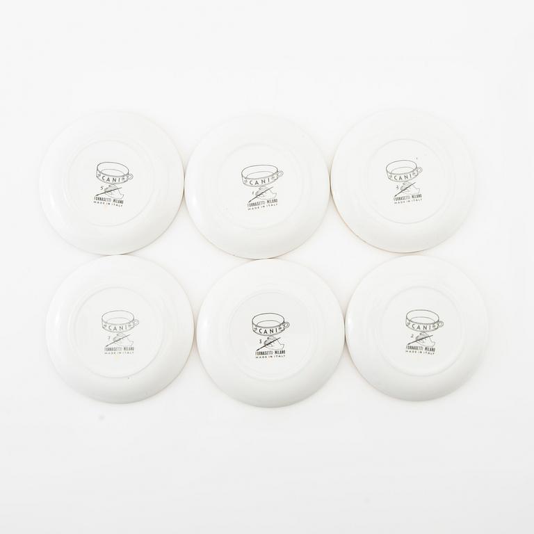 Piero Fornasetti, coasters 6 pcs, "Dogs", Milan, Italy.