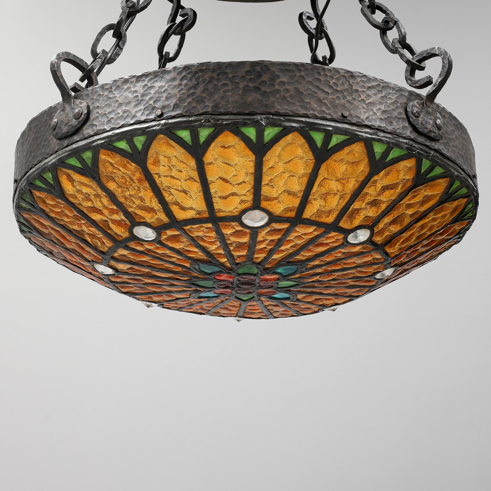 A stained glass ceiling light, first half of the 20th Century.