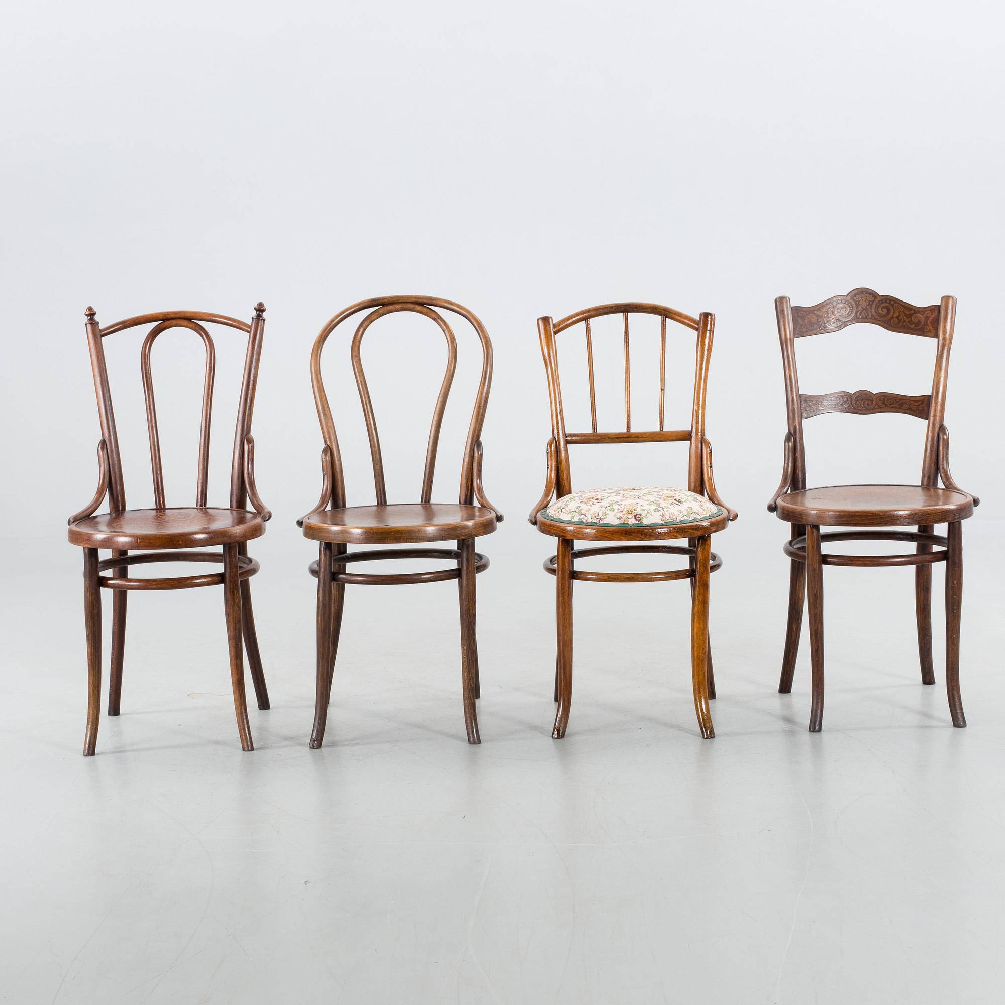 STOLAR, 4 st olika modeller. En märkt Thonet.