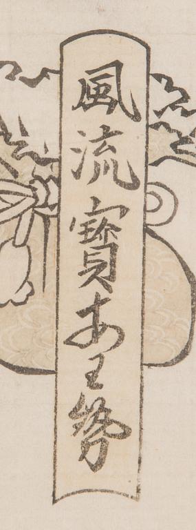Färgträsnitt, 3 st, signerade Katsugawa Shunsho samt Kikugawa Eizan, efter,  sent 1800/tidigt 1900-tal, Japan.