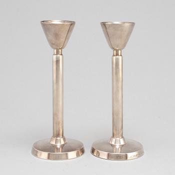 A pair of 20th century silver candlesticks, mark of Gustaf Jansson, CG Hallberg, Stockholm  1958.