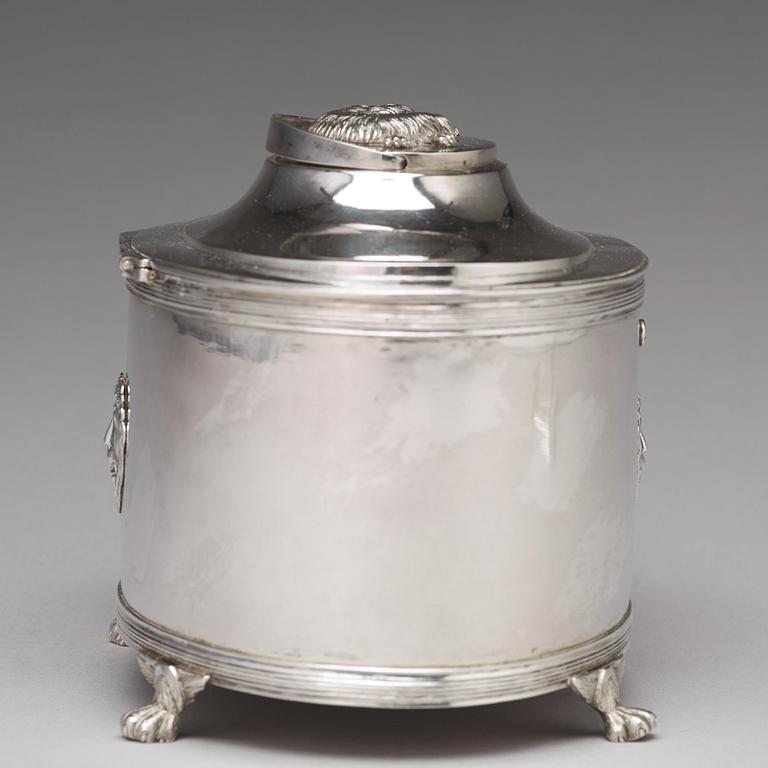 A Swedish 19th century silver sugar-casket, mark of Johan Fredrik Masman, Stockholm 1814.