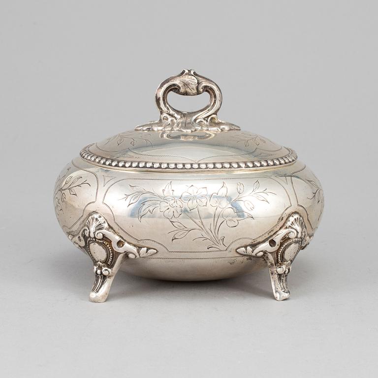 A Russian 19th century parcel-gilt silver sugar-casket.