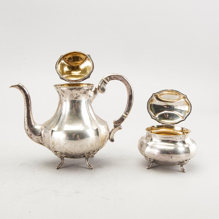 Kaffeservis 3 dlr silver svenska importstämplar 1900-talets första hälft.