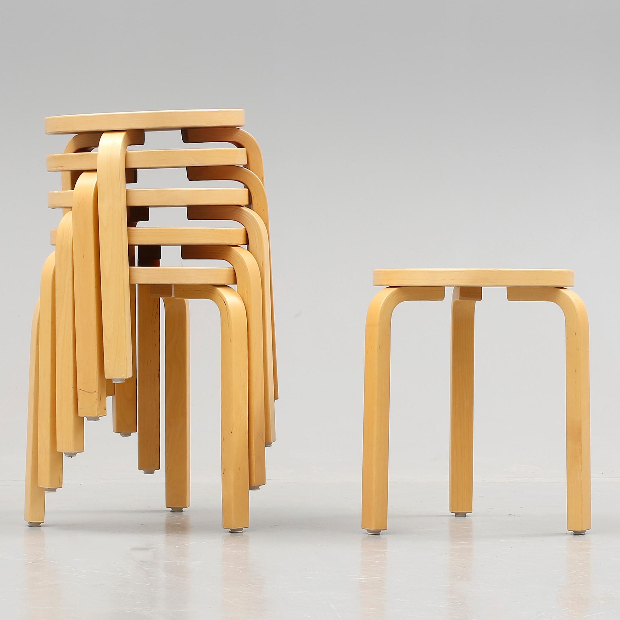 PALLAR, 6 st, modell "60", Alvar Aalto, Artek.