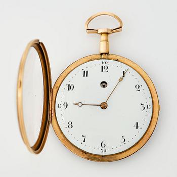 A Louis XVI gold and enamel pocket watch.