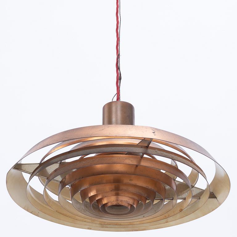 Poul Henningsen, a copper ceiling lamp "PH Tallerken", Louis Poulsen Denmark, second half of the 20th century.