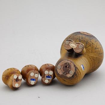 LISA LARSON, four stoneware lion figurines, Gustavsberg.