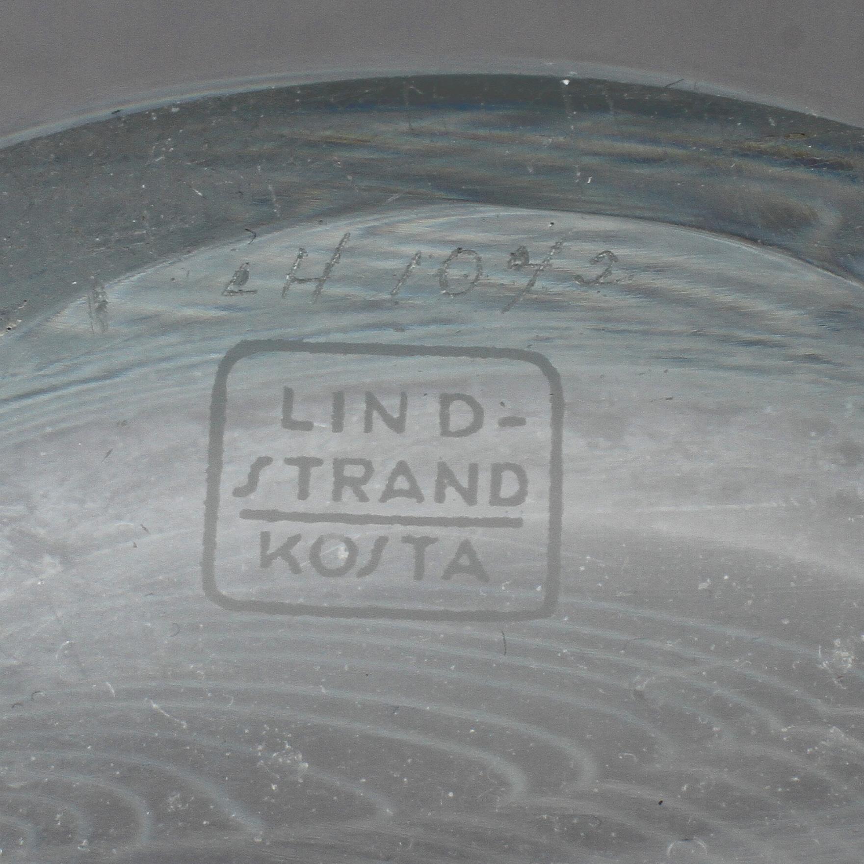 SKÅL, glas, Vicke Lindstrand, Kosta, 1900-talets andra hälft.