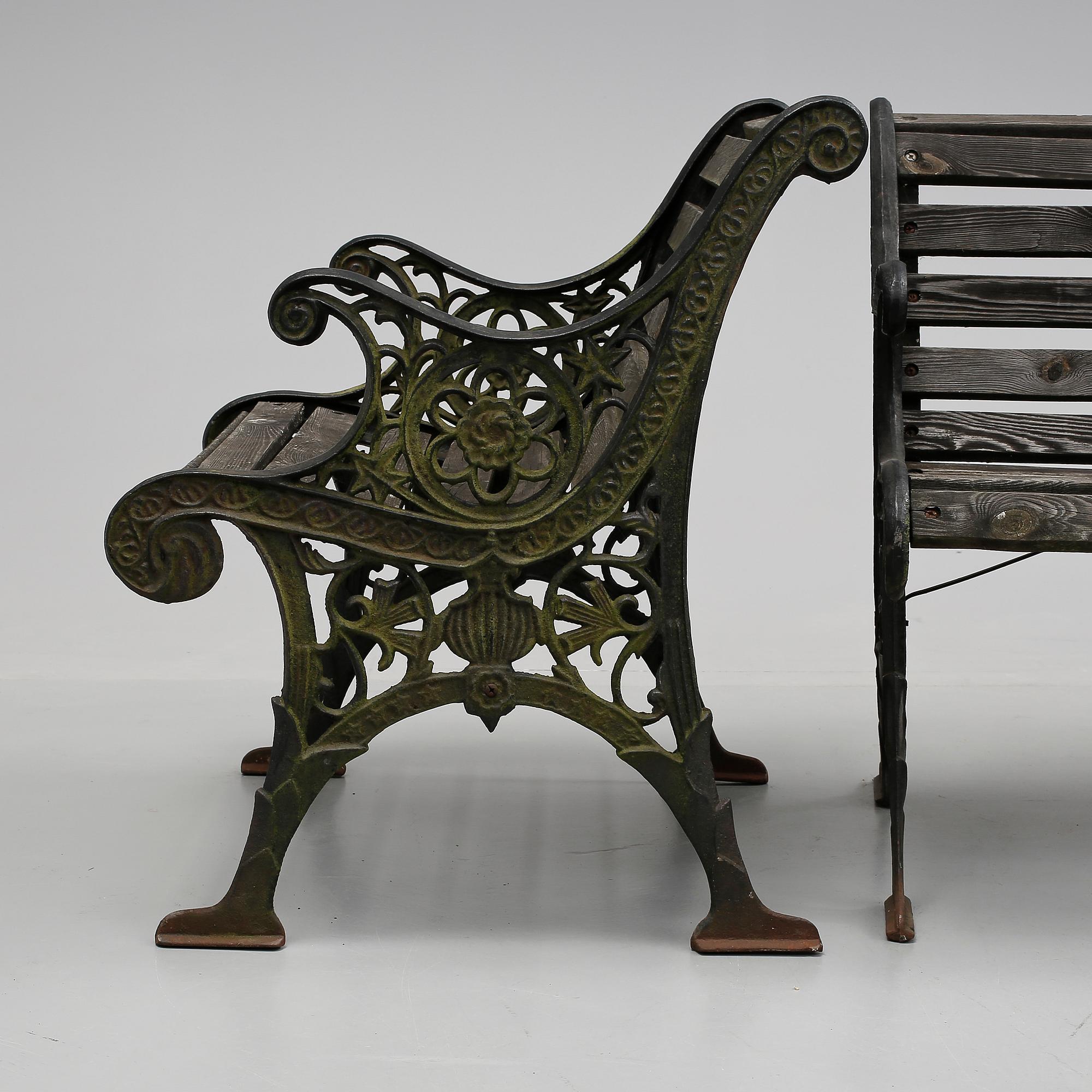 TRÄDGÅRDSMÖBLER, 4 st, gjutjärn, 1900-tal.