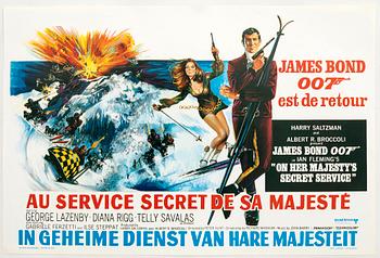 A Belgian movie poster James Bond  "Au service secret de sa Majesté" (On Her Majesty's Secret Service) 1969.