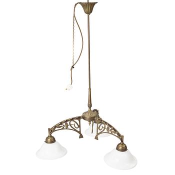 Ceiling lamp, Art Nouveau style, circa 2000, Berliner Messinglampen, Germany.