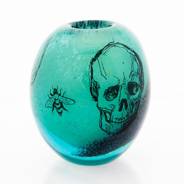 ELLA VARVIO, A glass vase/ sculpture, signed Ella Varvio 2016.