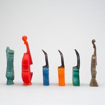 KJELL ENGMAN, 6 glass sculptures "The Band", Kosta Boda.