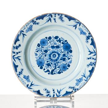 A set of eight blue and white dinner plates, Qing dynasty, Kangxi (1662-1722).