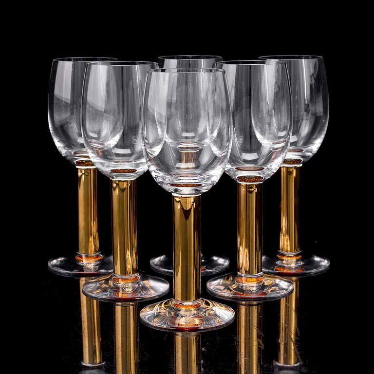 Six Gunnar Cyrén 'Nobel' wine glasses, for Orrefors.