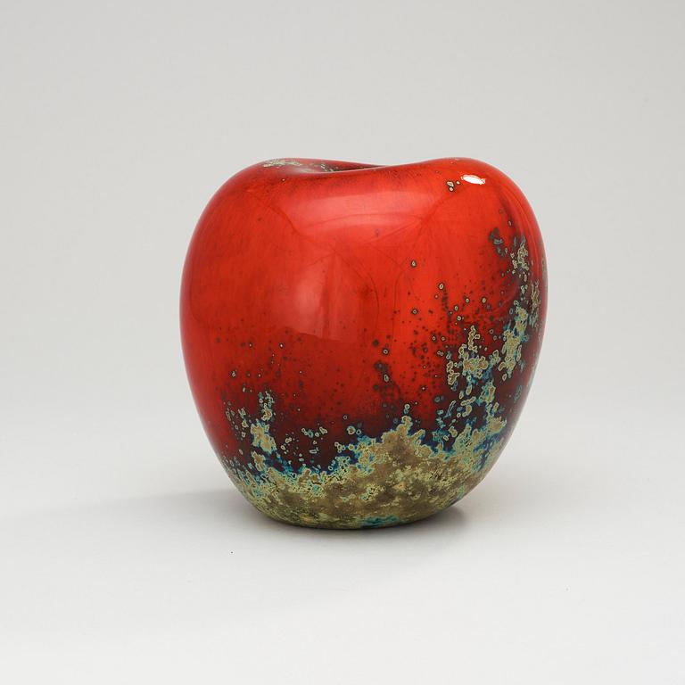 A Hans Hedberg faience apple, Biot, France.