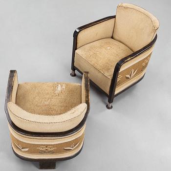 A pair of easy chairs probably by OTTO SCHULZ, Boet, 1930's.