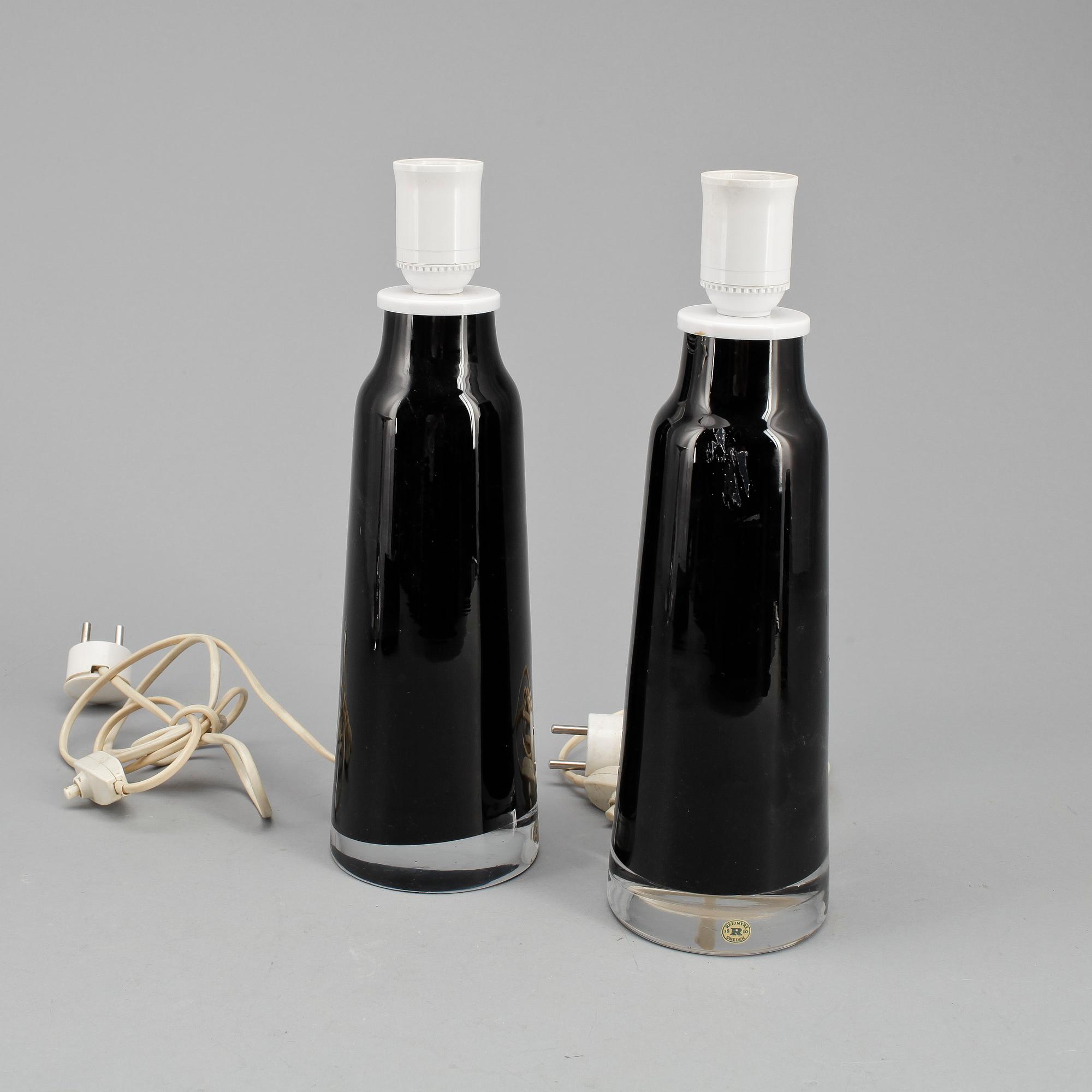 BORDSLAMPOR, ett par, glas, Reijmyre, 1950/60-tal.