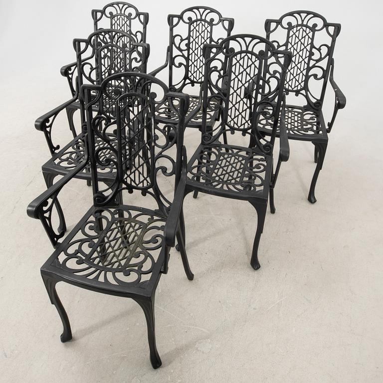 A seven pcs metal garden suit later part of the 20th century.