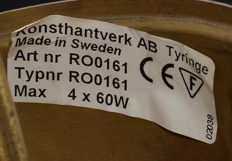 TAKLAMPA, Konsthantverk Tyringe AB, 1900-talets andra hälft.