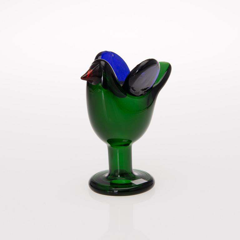 A glass bird by Oiva Toikka. Sieppo (Flycatcher). Sign. Oiva Toikka, Nuutajärvi Notsjö. Early 1970s.