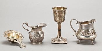 PARTI SILVER, 4 delar, 1800/1900-tal. Vikt ca 342 gr.
