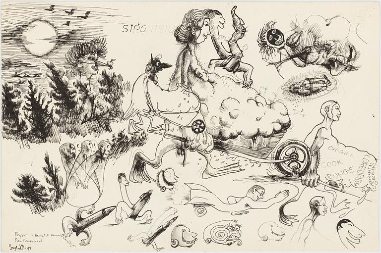 ULF RAHMBERG, Ink wash, signed with monogram verso. Dated -83.