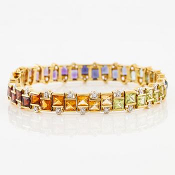 An H. Stern bracelet 18K gold with coloured gemstones and round brilliant-cut diamonds.