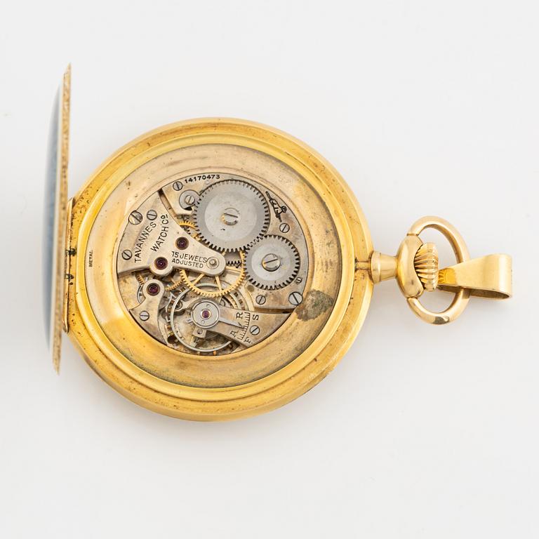 Tavannes Watch Co, Trusty, 18K gold/enamel, pocket watch, 47 mm.