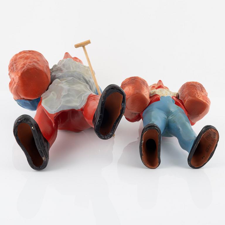 Two earthenware gnomes, second half of the 20th century.