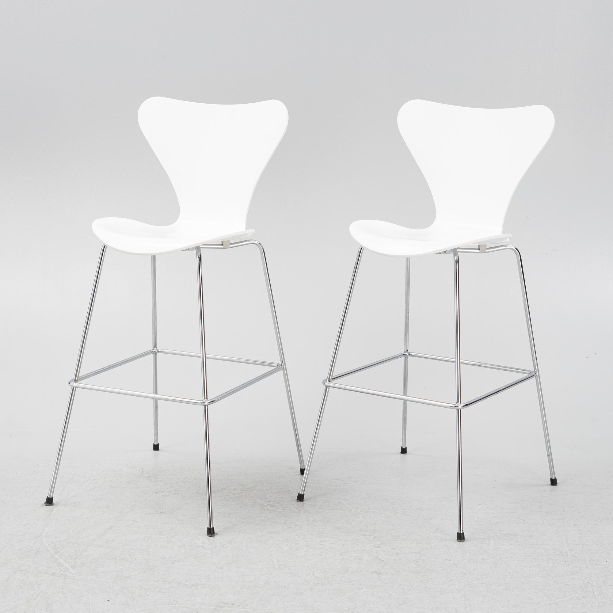 Arne Jacobsen, barstolar, 6 st, "Sjuan", Fritz Hansen, Danmark.