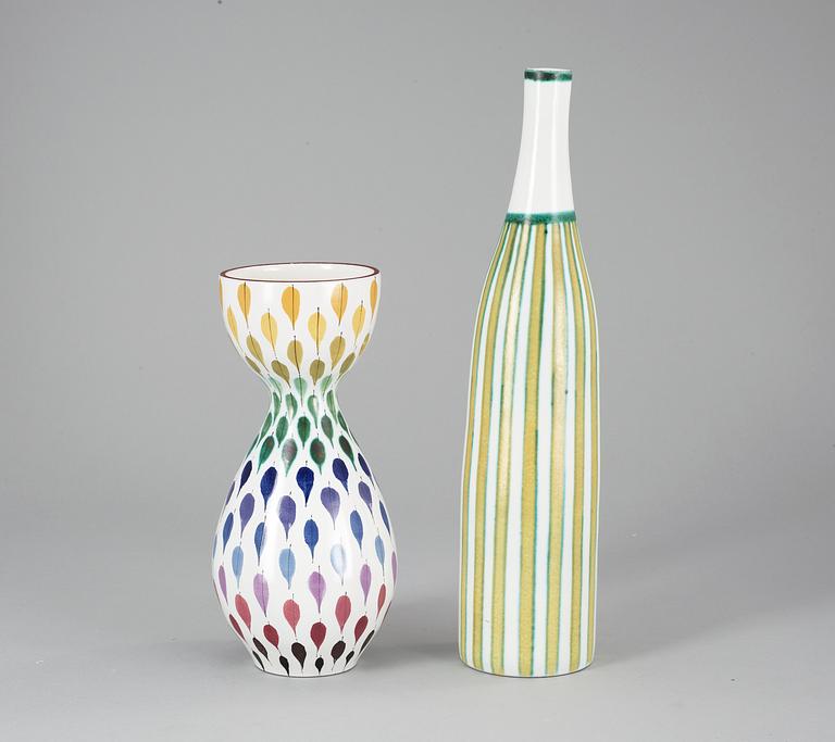 Two Stig Lindberg faience vases, Gustavsberg Studio 1940's-50's.