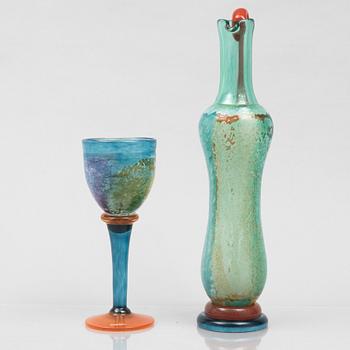 Kjell Engman, decanter and goblet, Kosta Boda.