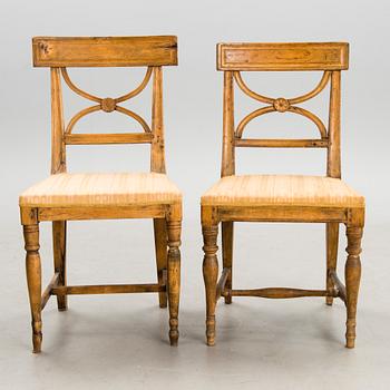 A pair of chairs, so called Swedish Bellman chairs, early 19th Century.