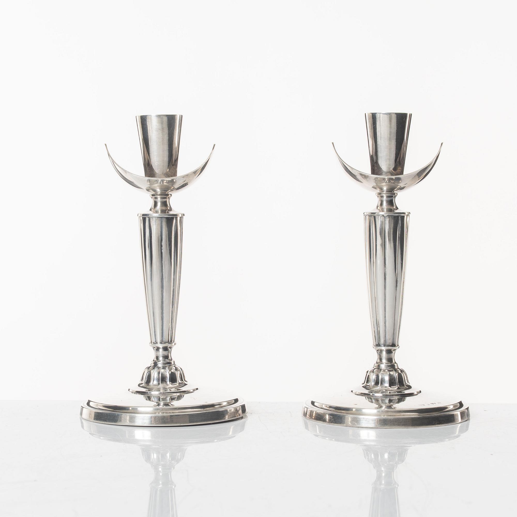 A pair of silver candlesticks, GAB, Stockholm, 1964.