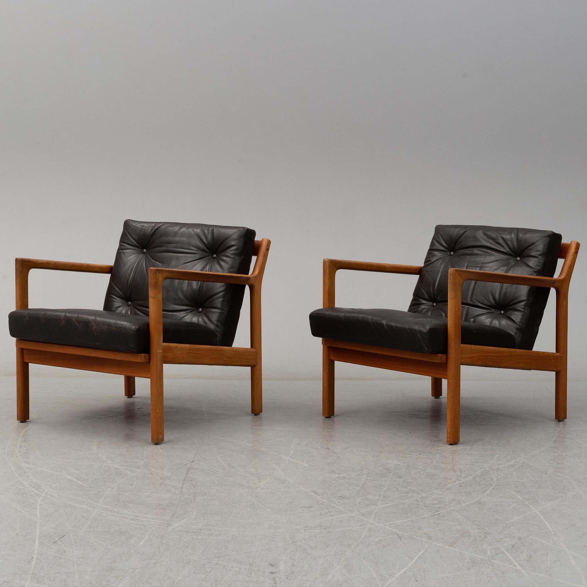 KARL ERIK EKSELIUS, a pair of 1960's teak armchairs.